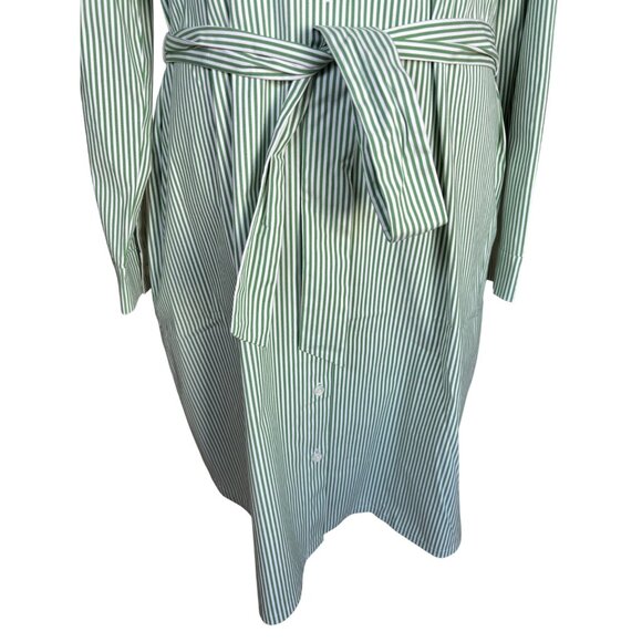 J Jill Wearever Collection Green & White Striped Button-Up Shirt Dress Belt NWT - Picture 3 of 10